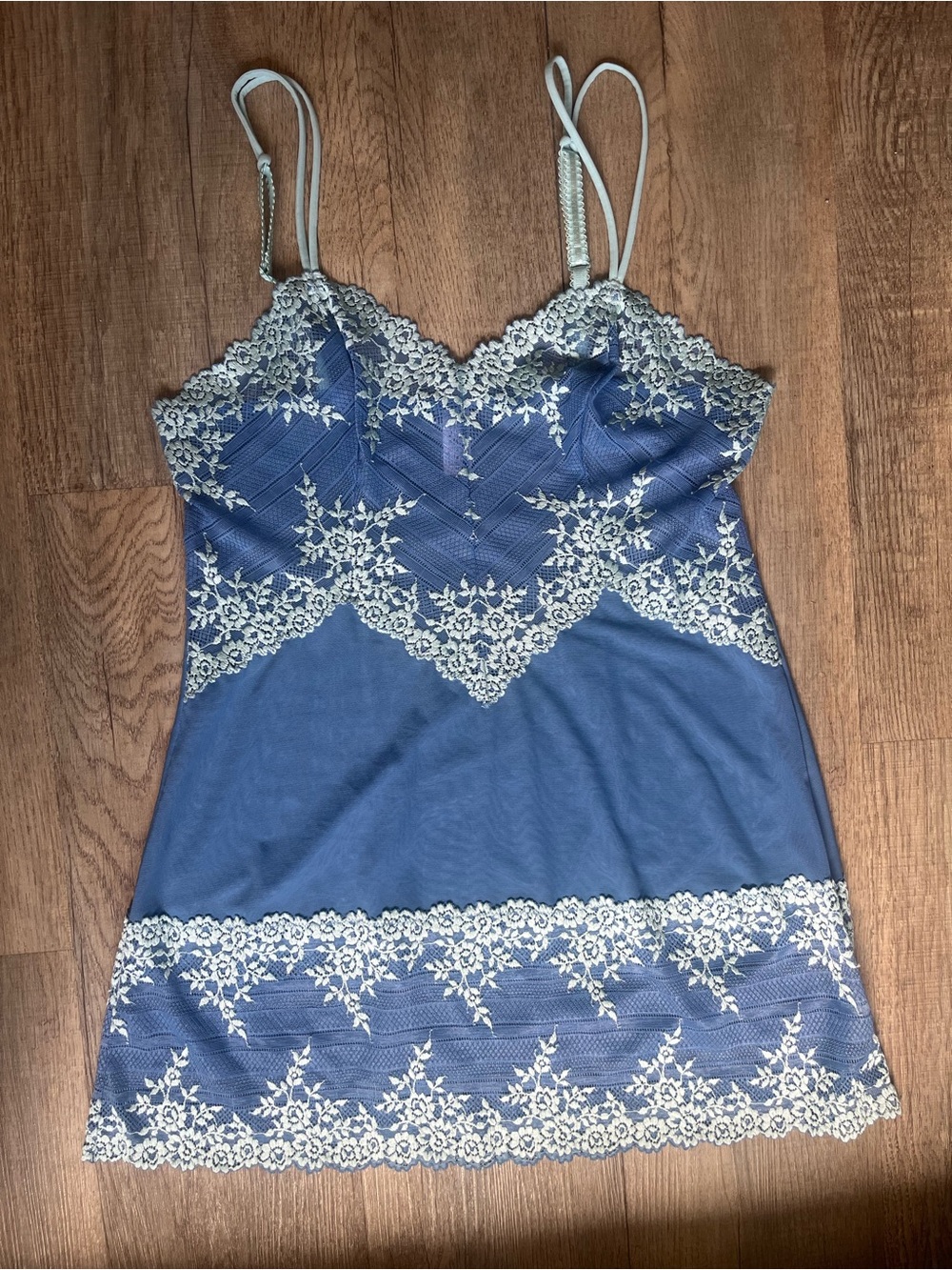 Wacoal Blue Chemise with Sky Blue Lace Trim